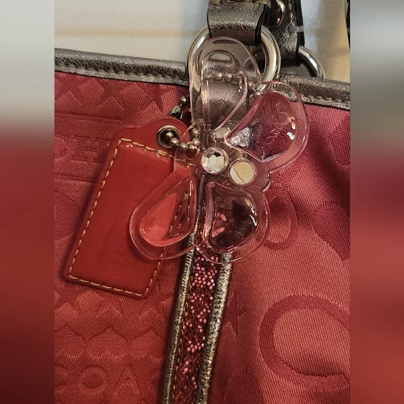 Coach Bag PURSE Glitter Graffiti Pink& Silver - Picture 6 of 8